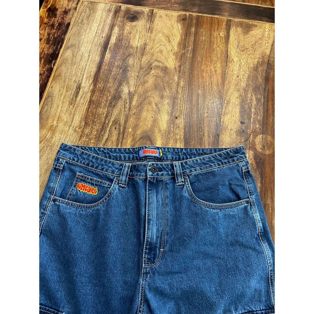 Empyre Cargo Pants Size 36 Blue Medium Wash Denim Mid-Rise Straight Leg Zip Fly - Picture 3 of 6